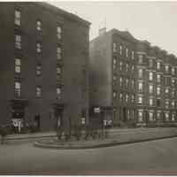 Sepia tone photo of north side of 11th St. between Washington & Hudson Sts., Hoboken, 1928.