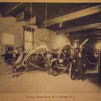 Photo of interior of engine house (firehouse) No. 5, 412 Grand St., Hoboken, n.d., ca. 1898-1900.
