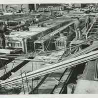          B+W photo of the construction of Pier 5 (formerly Pier 14) at the Bethlehem Steel Shipyard, Hoboken Division, January 30, 1957. picture number 1
   