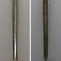 Bar spoon with lettering: Nationwide Consumer Testing Institute, Hoboken, New Jersey. N.d., ca. late 1960s -1989.