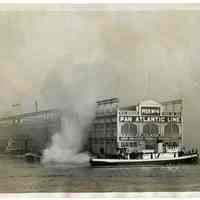 B+W photo of Pier 4 fire on second day, Hoboken, April 30, 1941.