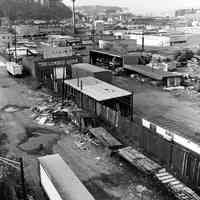 B+W photo of the industrial northwest corner of Hoboken looking northeast, no date (ca. 1968-1972).