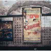 Color photo of an interior wall of the now-closed 19th Street PATH (Hudson & Manhattan) station in New York City, ca. 1987.