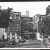 B&W photo of apartment building at 299 Clinton Avenue, Newark.