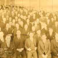 Sepia-tone group photo of the testimonial dinner for Charles C. Foltz at the Plaza Hotel, Jersey City, N.J., March 22, 1930.