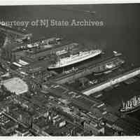 B+W aerial photo of the Holland America Lines Hoboken Piers, October 14, 1948.