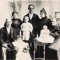 B+W copy photo of the Sonntag & Durstewitz families, no place, no date, circa 1890-1900.