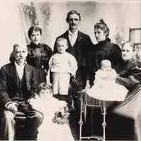 B+W copy photo of the Sonntag & Durstewitz families, no place, no date, circa 1890-1900.