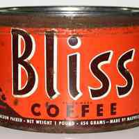 Can: Bliss Coffee, 1 lb., Maxwell House Div., General Foods Corp., Hoboken, n.d., ca.1970s.