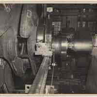 B+W photo of a part being machined at Bethlehem Steel Shipyard, Hoboken, n.d., ca. 1940-1945.