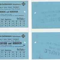 Ticket samples, 2: Erie-Lackawanna R.R. Yearly 10 Trip Ticket; Hohokus-Hoboken; Rutherford-Hoboken, 1966.