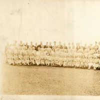          Sepia-tone panoramic photo: Employees of Shoup-Owens, Inc., posed on the roof of the main building at 1100 Adams St., Hoboken , n.d. picture number 11
   