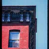          Color slide of detail view of cornice, brackets, frieze and gauged arch window head at 240 Garden on the SW corner with 3rd picture number 1
   