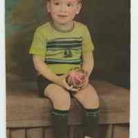 Digital image of a clipped color photo of Ken Schultz as a young boy, no place, Hoboken?, no date, ca. 1940-42.