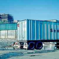 Slides: 45 color transparencies of vehicles; truck tractor trailers, Hoboken, ca. 1983-84.