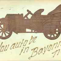Color Postcard: "You auto be in Bayonne NJ", 1908