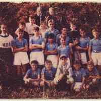 Color photo of a Hoboken Football (soccer) Club junior team with coach. (Hoboken?), 1934?