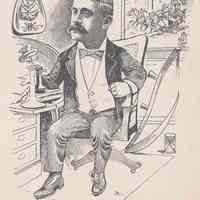 Caricature of Ivins D. Applegate, [Hoboken, n.d., ca. 1907-1916]. From album, "Just for Fun"; archives catalogue 2005.018.0001.