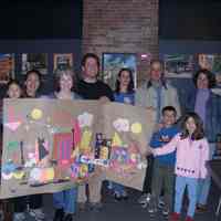 Digital image of artist Frank Hanavan, Carol Losos and participants in Museum Workshop for children, Hoboken, Fall, 2003.