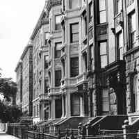 B+W photo of the exterior of buildings, 1000-1026 Hudson St., Hoboken, N.J., no date (ca. 1968-1972).