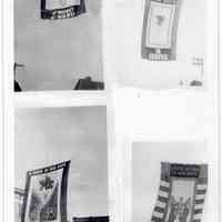 B+W digital print with four photos of World War Two block flags, Hoboken, no date, ca. 1943 -1945.