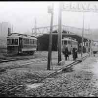 B+W photo of 14th St. ferry & streetcar terminal at Hudson River, Hoboken, n.d., ca. 1900-1910.