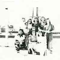 Black-and-white photocopy of a group photo of 10 women at an unidentified location, probably, Hoboken, ca. 1940.