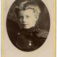 Cabinet photo of a young girl, a member of or related to the Sanntrock family of Hoboken; Hoboken, n.d., ca. 1895-1905.