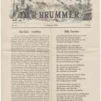 Periodical: Der Brummer. No. 5, February 1, 1915. [Published by Johannes Saalfield, 312 Hudson St., Hoboken; Philip Stroh, Printer, Hoboken.]