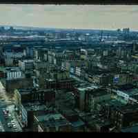 Color slide of aerial view from Hudson & 3rd looking S