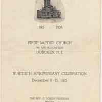 Program: First Baptist Church, 9th & Bloomfield, Hoboken, N.J. 90th Anniversary Celebration, Dec. 8 -15, 1935.