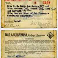Pass, railroad, 2: Erie Lackawanna Railway Company; issued in June 1973; good until Dec. 31, 1977. All inkstamped: SAMPLE.