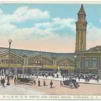 Postcard: D.L. & W. R.R. Depot and Ferry House, Hoboken, N.J. No date, circa 1915-1930; unposted.