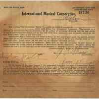 Receipt from the International Musical Corporation, Hoboken, N.J. for a ukelin, Paid in Full, June 25, 1929.