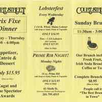 File with three menu promotion leaflets for Court Street Restaurant & Bar, 61 Sixth Street, Hoboken, (2007).