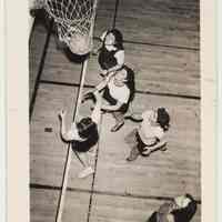 B+W photos, 6, of gymnasium sports activities at Hoboken YMCA, Hoboken, n.d., ca. 1945-1955.