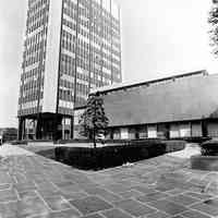 B+W photo of the Stevens Institute of Technology Adminstration Building & Student Center, Castle Point, Hoboken, no date (ca. 1968-72)