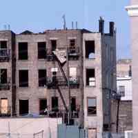 Color slide of building under renovation on or near Newark and Garden Sts., Hoboken, ca. 1983-84.