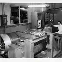 B+W photo of vibration test on X-15 aircraft firewall at U.S. Testing Co. facility, Hoboken, n.d., ca. 1975-1980.