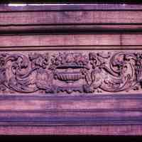 Color slide of close-up view of decorative tile at 939 Washington on the SE corner with 10th