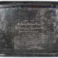 Silver tray presented to Henry Rathjen and wife on their silver anniversary by his Hoboken Masonic Lodge Brothers, June 21, 1893.