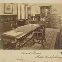 Sepia-tone photo of the Board Room of the Hoboken Bank for Savings, Hoboken, Feb. 2, 1894.