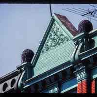          Color slide of close-up view of cornice, pediment and brick pilasters at 108 14th between Washington & Bloomfield. picture number 1
   