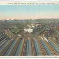 Postcard: Train Yards, From Lackawana (sic - Lackawanna) Tower, Hoboken, N.J. No date, circa 1915-1930; unposted.