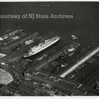 B+W aerial photo of the Holland America Lines Hoboken Piers, October 14, 1948.