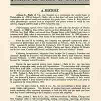 Document: Joshua L. Baily & Co., Inc., A History. (Issued Hoboken, Baker Waterfront Plaza, 2 Hudson Place, Hoboken), dated March 12, 1993. 1987.