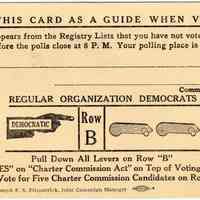 Digital image, printed card: Use this Card as A Guide When Voting. Issued by Hoboken Democratic party, General Elections, Hoboken,1951.