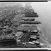 Digital image of aerial view of Port Authority Piers looking northeast, Hoboken, no date, circa 1963.