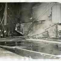 B+W photo of fire at I. Marchiony ice cream plant, 219 Grand St., Hoboken, May 15, 1935.