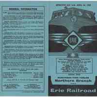Timetable: Erie Railroad, Suburban Time Tables, Northern Branch, Eff. Apr. 26, 1959.